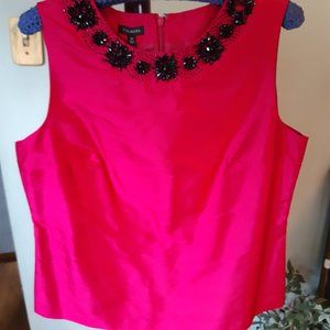 Talbots Fuschia Silk Sleeveless Top with Beading